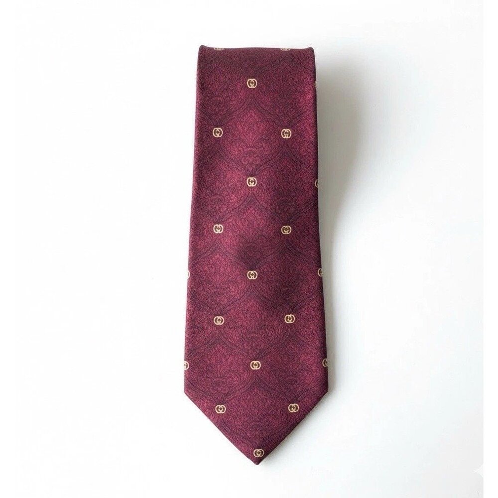 Vintage GUCCI Necktie GG Logo Silk Made In Italy Old Money Quiet Luxury Occasion
